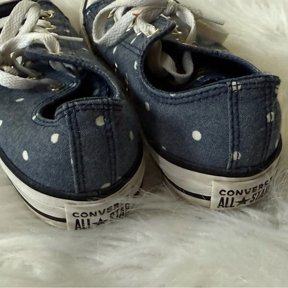 Converse Navy Polka Dot Low-Top Sneakers with White Accents